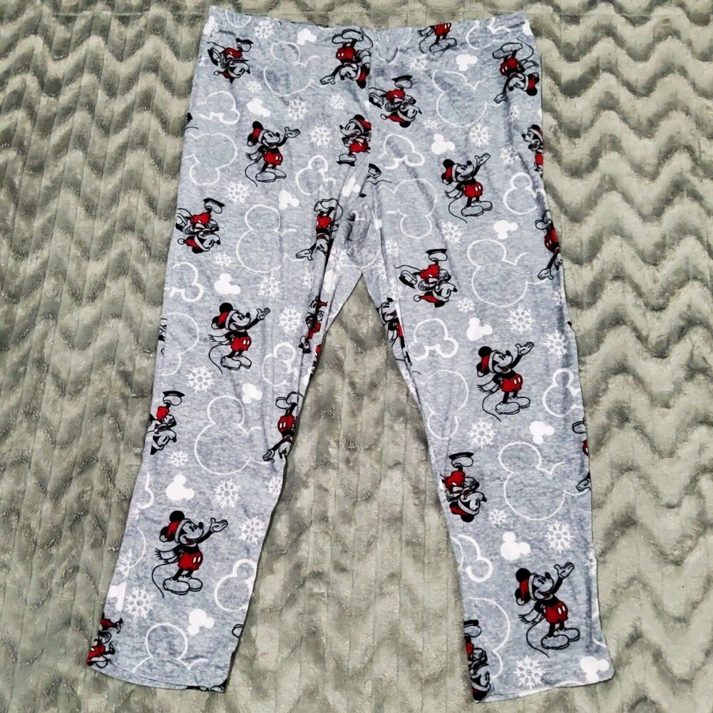 Disney Womens Size 2XL Gray Mickey Mouse Snowflake Pajama Pants